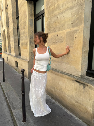 “Eyes off my B” white skirt