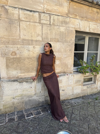“Eyes off my B” brown top